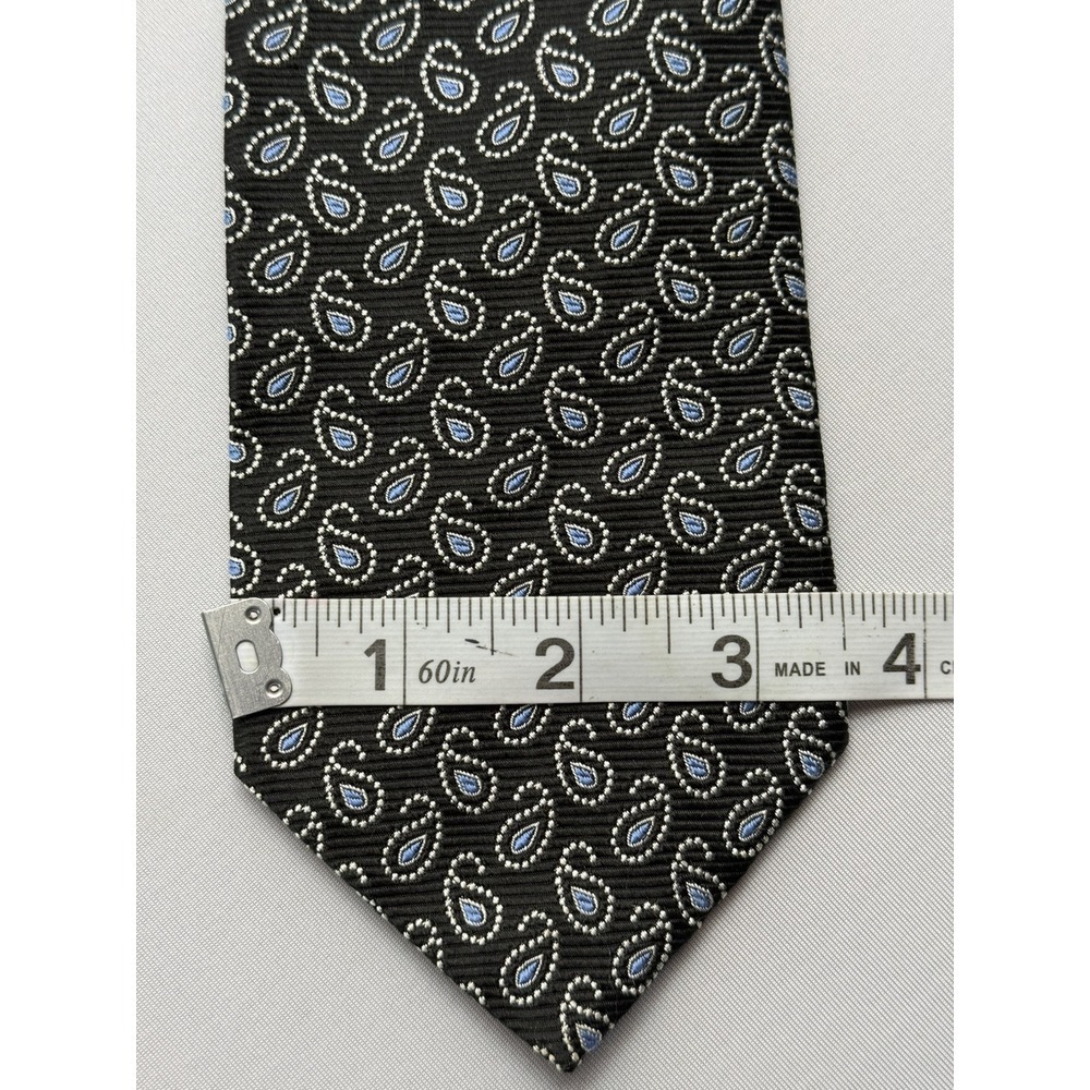 Brooks Brothers 100% Silk Tie Black W/ White Blue Paisley 57 X 3.5" - Picture 3 of 7